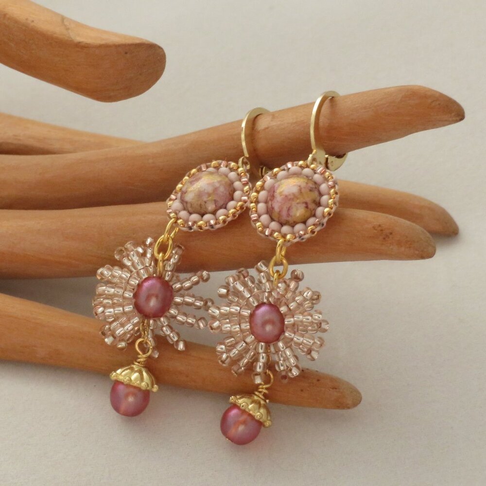 Snowflake drop earrings handmade